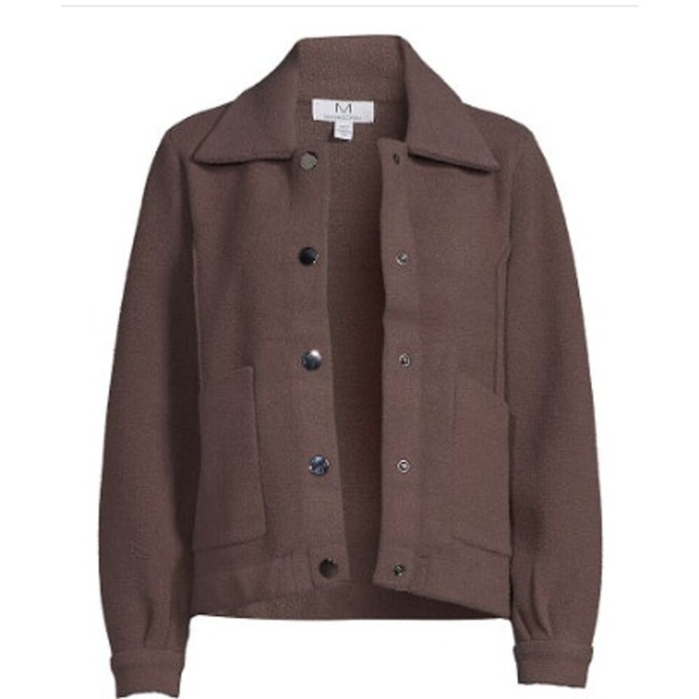 M MAGASCHONI Textured‎ Shirt Jacket Snap Button Taupe Medium Soft Cozy